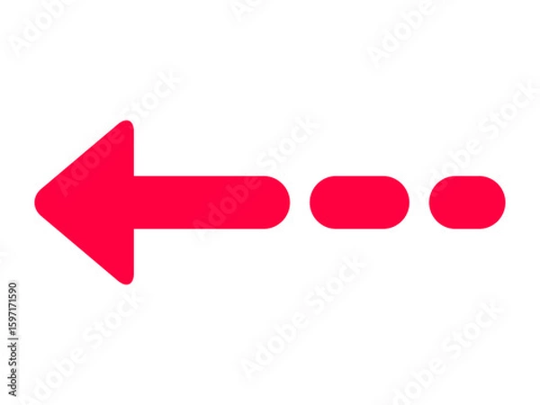 Obraz 長い矢印　破線　左向き　赤