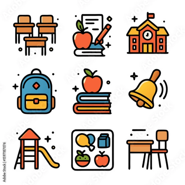 Obraz school icons set