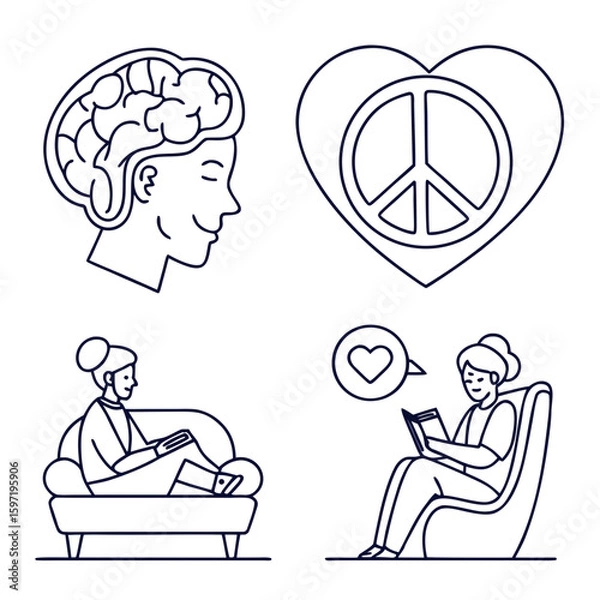 Obraz Mindfulness and self care concepts with icons