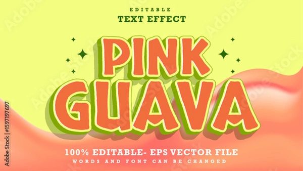 Fototapeta 3d Word Pink Guava Editable Text Effect Design, Effect Saved In Graphic Style