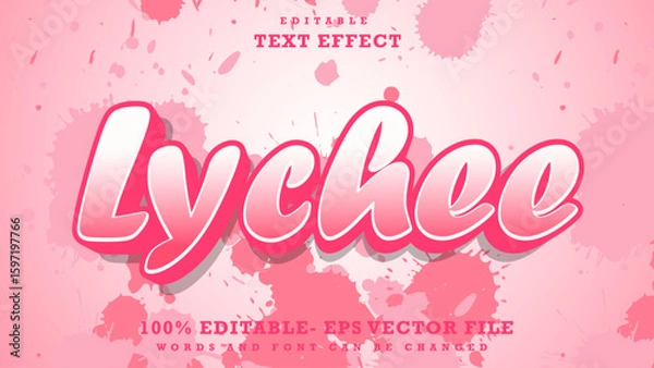 Fototapeta 3d Word Lychee Editable Text Effect Design, Effect Saved In Graphic Style