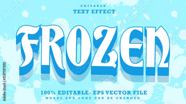 Fototapeta 3d Word Frozen Editable Text Effect Design, Effect Saved In Graphic Style