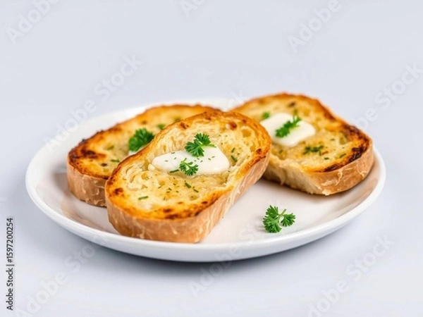 Fototapeta Buttery Garlic Bread with Parsley