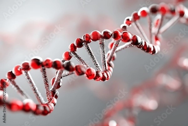 Fototapeta dna strand on a red