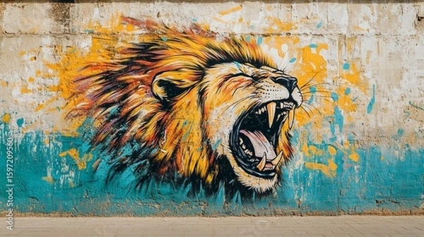 Obraz Roaring Lion Graffiti Mural