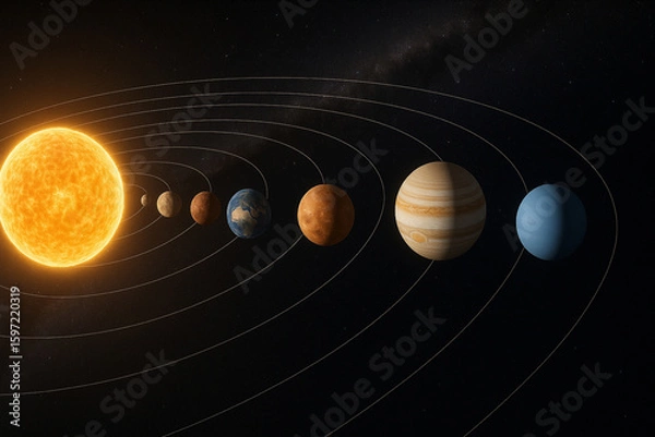 Fototapeta solar system with sun