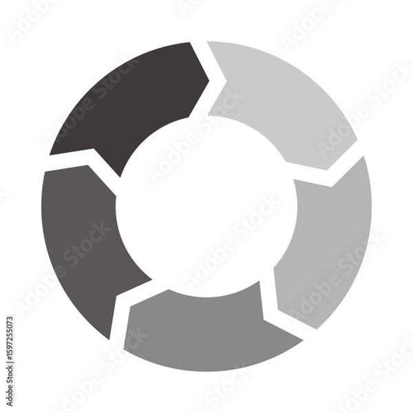 Fototapeta 循環型プロセスを示す円形チャート図形5　サイクル図　循環矢印