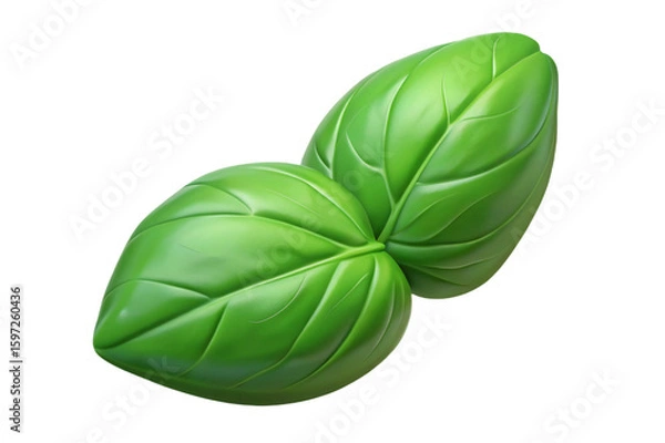 Obraz Fresh green basil leaves isolated on transparent background