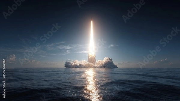 Fototapeta Missile defense system on launch ramp, designed to counter aerial threats with medium-range rockets. 