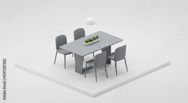 Fototapeta Gray minimalist dining set