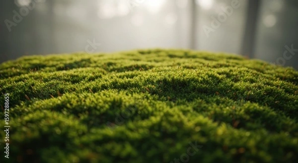 Fototapeta Green moss patch closeup