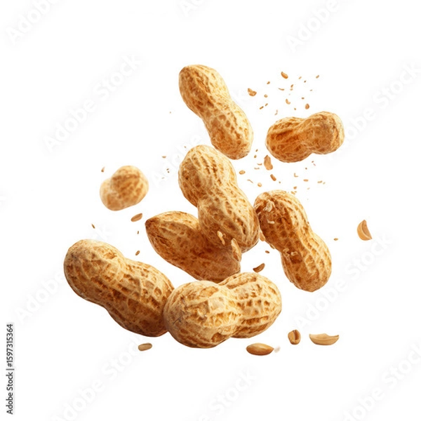 Fototapeta Roasted peanuts in shells, scattered