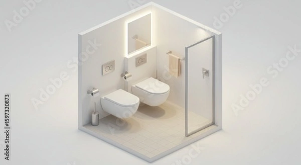 Fototapeta Modern bathroom design isometric perspective