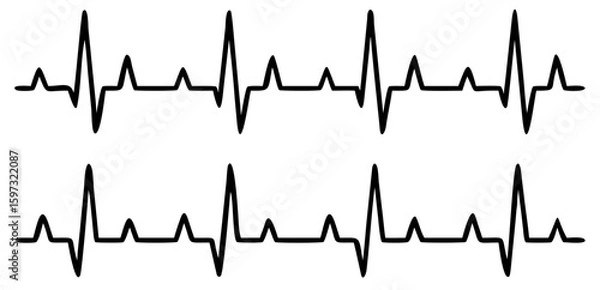 Fototapeta Heartbeat line set. EKG. Vector