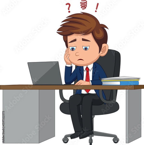 Obraz Young businessmen are having a headache thinking about work