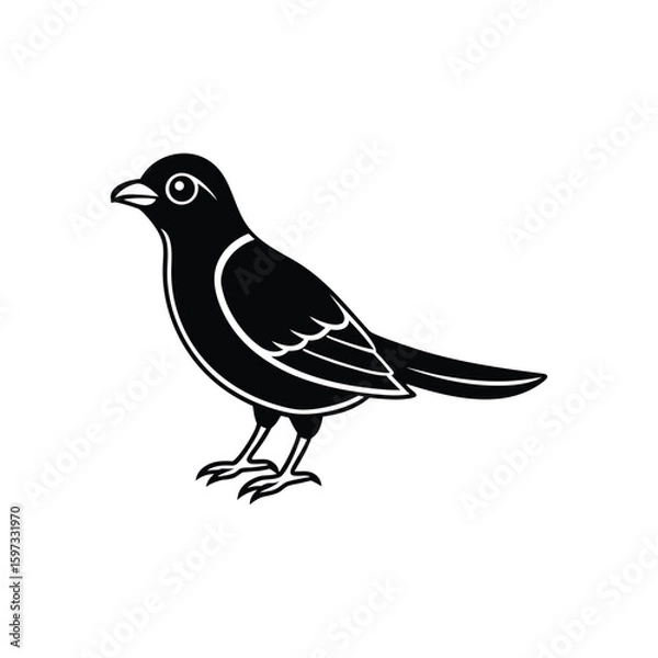 Fototapeta a nightjar line art silhouette vector illustration on white background