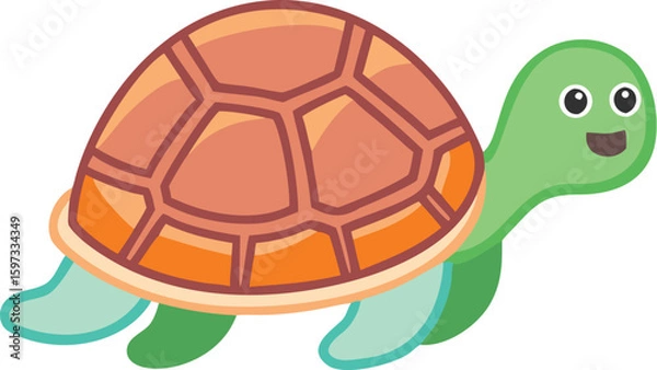 Obraz Cheerful Turtle Illustration: A Vibrant Cartoon Design