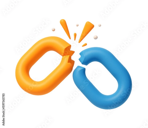 Obraz broken chain link 3d illustration

