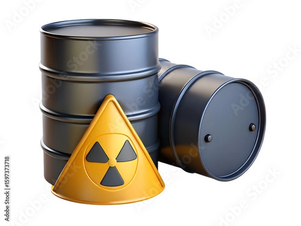 Fototapeta 3d illustration rendering of isolated transparent oil barrel with hazard sign
