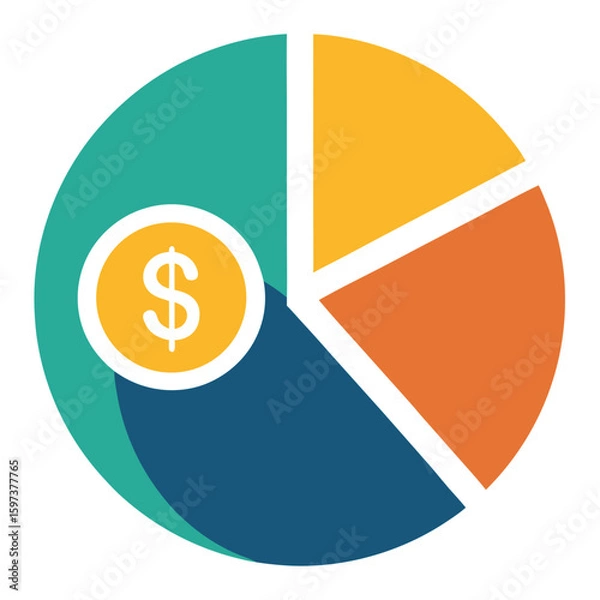 Obraz pie chart with dollar sign icon vector on white