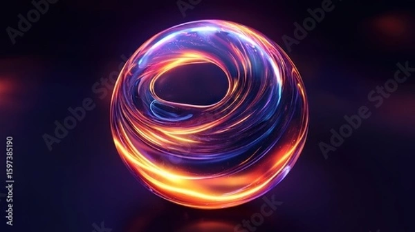Fototapeta Abstract glowing orb with swirling lines.