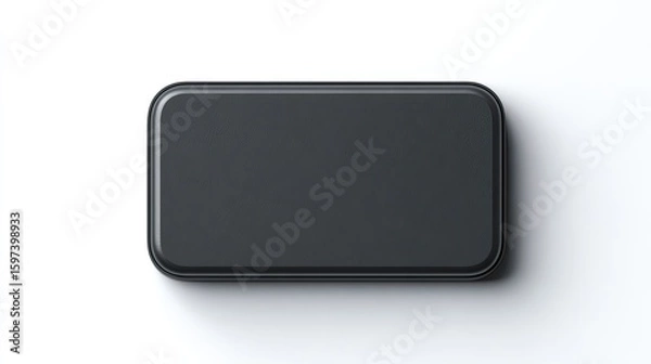 Fototapeta A dark gray, rectangular object with rounded corners, casting a soft shadow on a white surface.