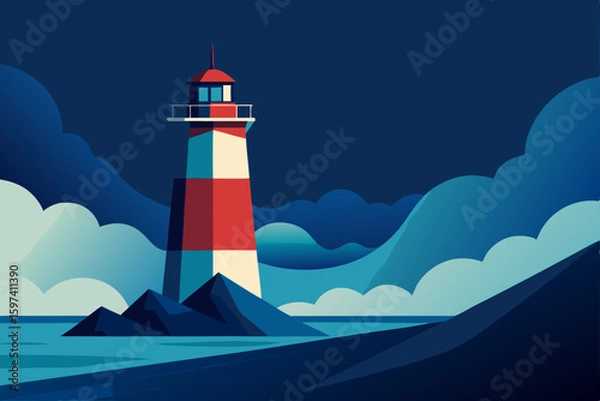 Obraz isolated lighthouse during a dramatic ocean storm .svg