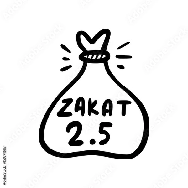 Obraz Islamic Zakat Bag Doodle Illustration