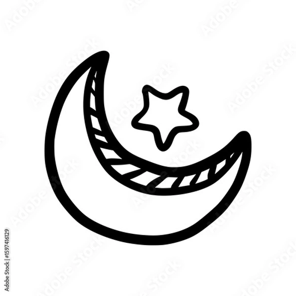 Obraz Islamic Moon and Star Doodle Vector