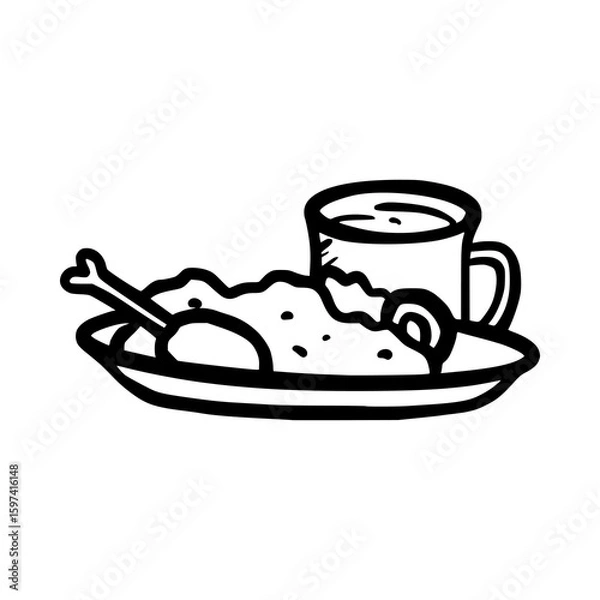 Obraz Hand-Drawn Iftar Meal Doodle Icon