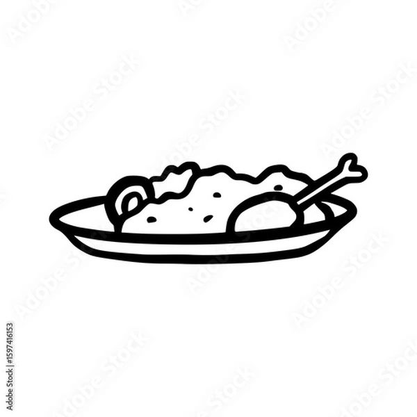 Obraz Hand-Drawn Iftar Meal Doodle Icon
