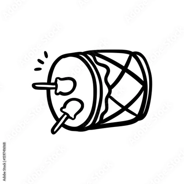 Obraz Ramadan Drum Doodle Vector Illustration