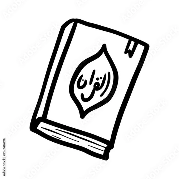 Obraz Hand-Drawn Quran Book Doodle Vector