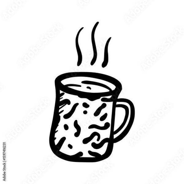 Obraz Ramadan Tea Mug Doodle Vector Illustration