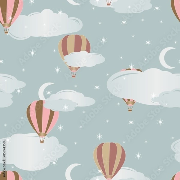Fototapeta Seamless pattern with air balloons. Vector illustration. 