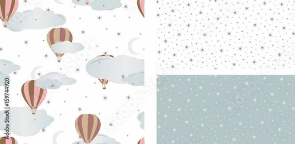 Fototapeta Seamless pattern with air balloons. Vector illustration. Set