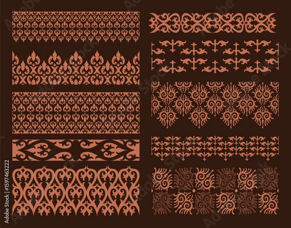 Fototapeta Aceh Traditional Border Motif Pattern Set