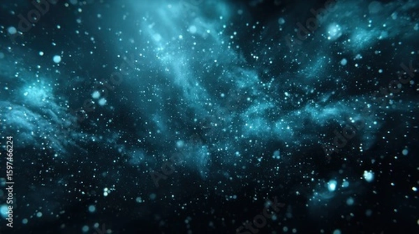 Fototapeta Deep space nebula with glowing particles.