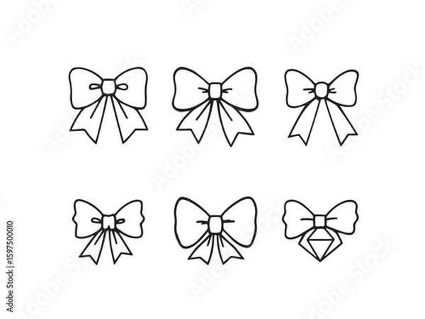 Fototapeta collage bow ribbon line art
