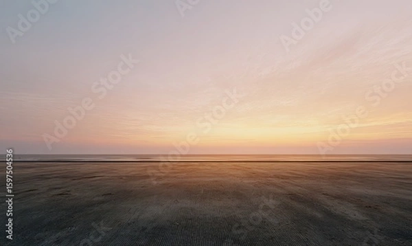 Fototapeta Empty paved space at sunset