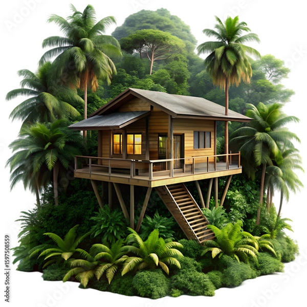 Obraz tropical resort with palm trees