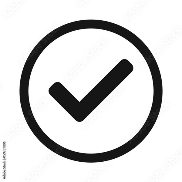 Fototapeta Simple black check mark inside a circle icon signifying success or confirmation