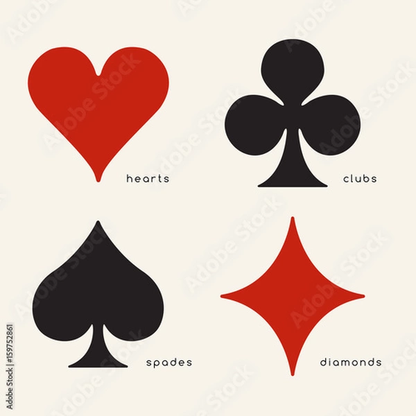 Fototapeta Set of playing card suits : Vector Illustration