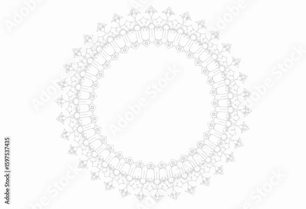 Fototapeta Intricate white lace circular pattern on plain background  