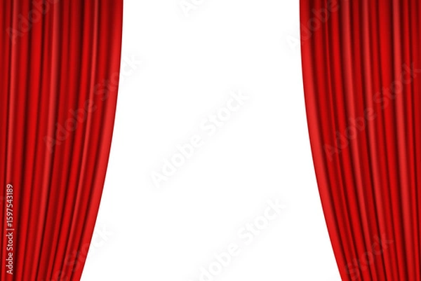 Fototapeta Red curtain curve isolated on white background. Vector