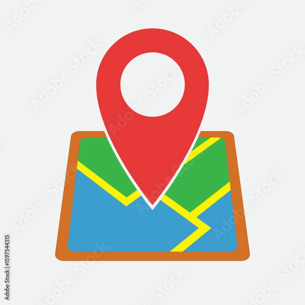 Obraz Map Location Pin on Map Illustration in Flat Style