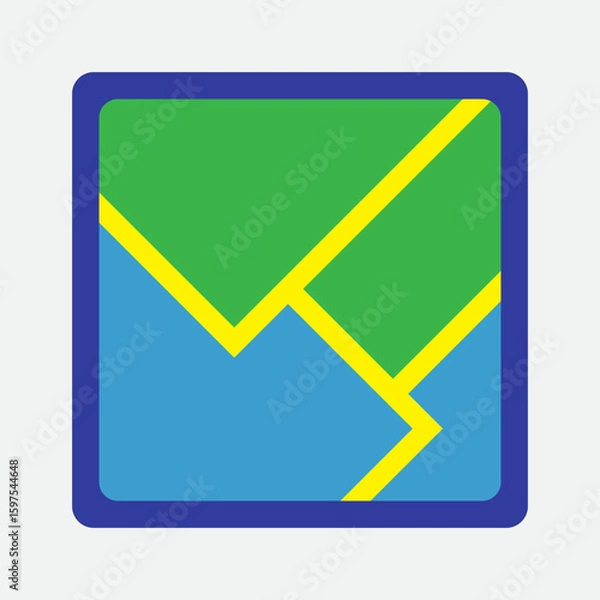 Obraz Colorful Flat Map Icon for Navigation and GPS Interface