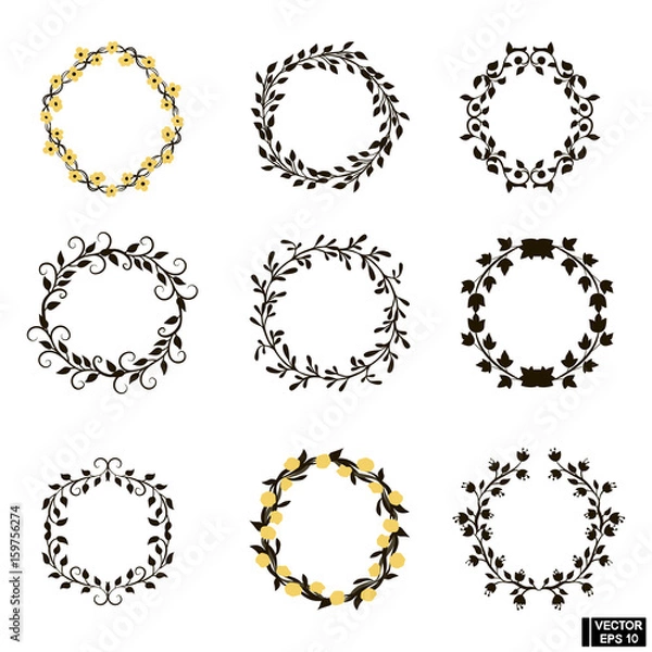 Fototapeta Circular plant frames set.