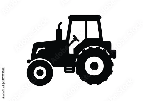 Fototapeta Tractor silhouette black vector white background