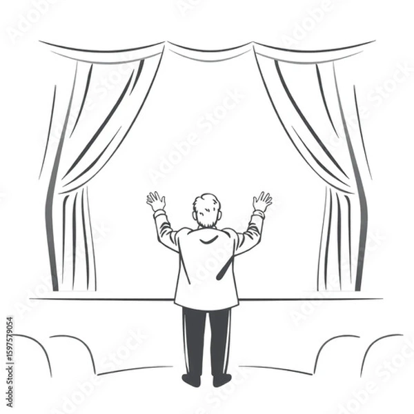 Obraz A theatre director calling cues from the wings